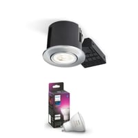 Nordtronic, Philips Lighting Hue indbygningsspot 230V LED (rund) med Color & White Ambiance, 5,7W, 350lm, 46, G, brstet aluminium - Nordtronic